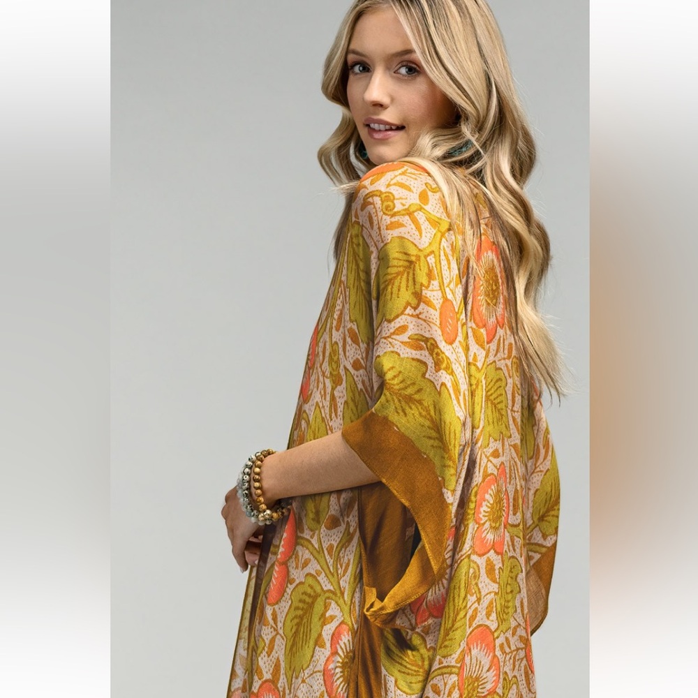 Boutique NWT Gypsy Boho Floral Hippie Duster Kimono S - 3X OS - Picture 3 of 6
